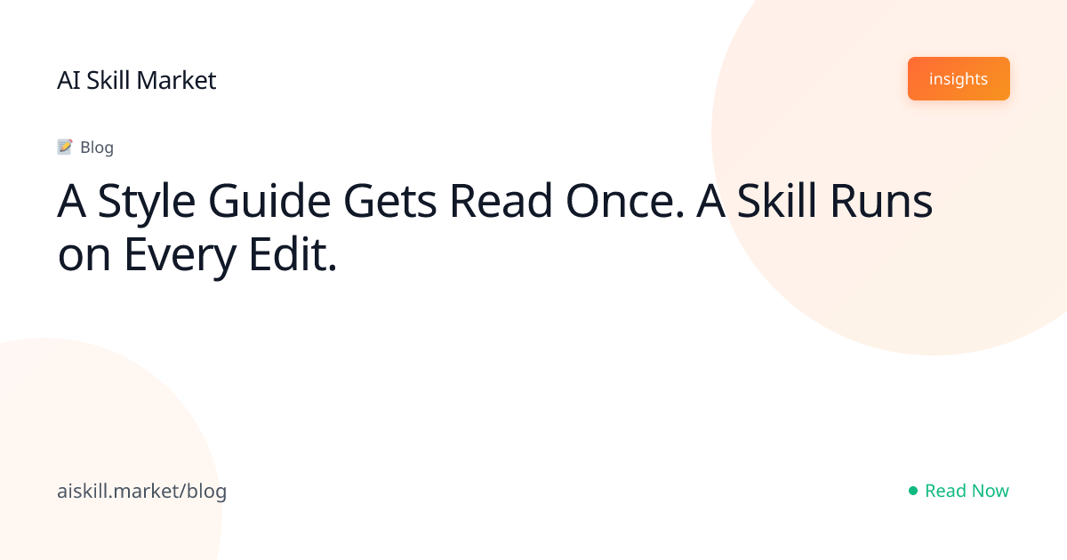 A Style Guide Gets Read Once. A Skill Runs on Every Edit. - AI Skill ...