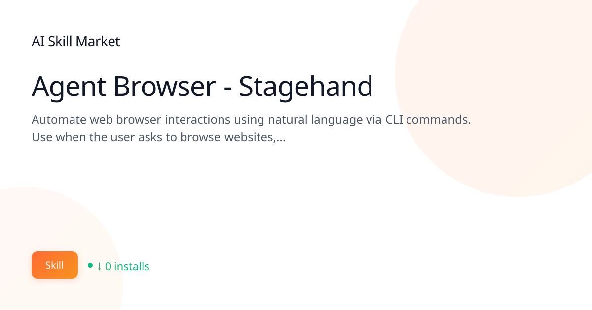 Agent Browser - Stagehand: Browser Automation for Claude Code | AI ...