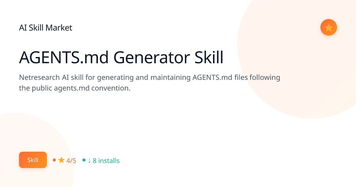 AGENTS.md Generator Skill: Enterprise for Claude Code | AI Skill Market ...