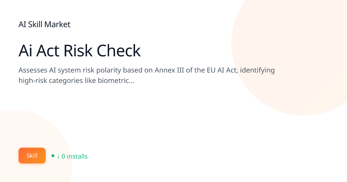 Ai Act Risk Check: Specialized Roles for Claude Code | AI Skill Market ...