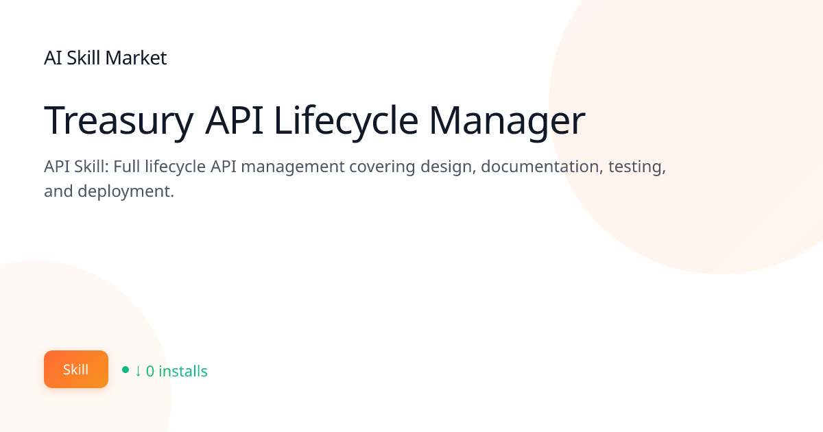Treasury API Lifecycle Manager: AI & Machine Learning for Claude Code ...
