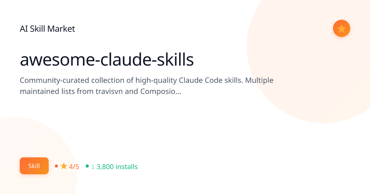 awesome-claude-skills: Developer Tools for Claude Code | AI Skill ...