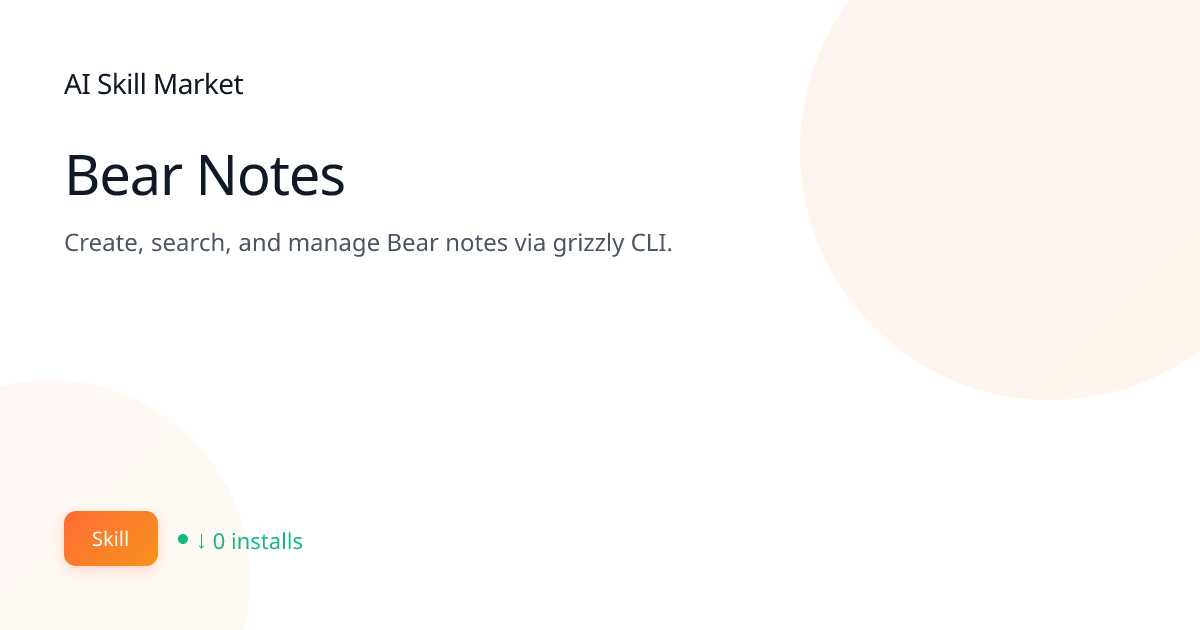 Bear Notes: Productivity & Organization for Claude Code | AI Skill ...
