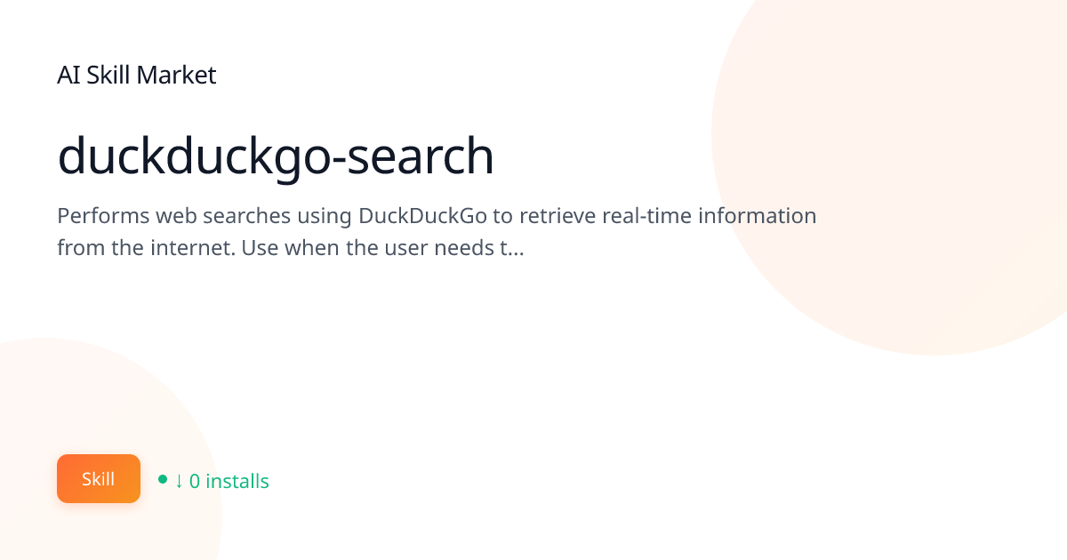 duckduckgo-search: Search & Research for Claude Code | AI Skill Market ...