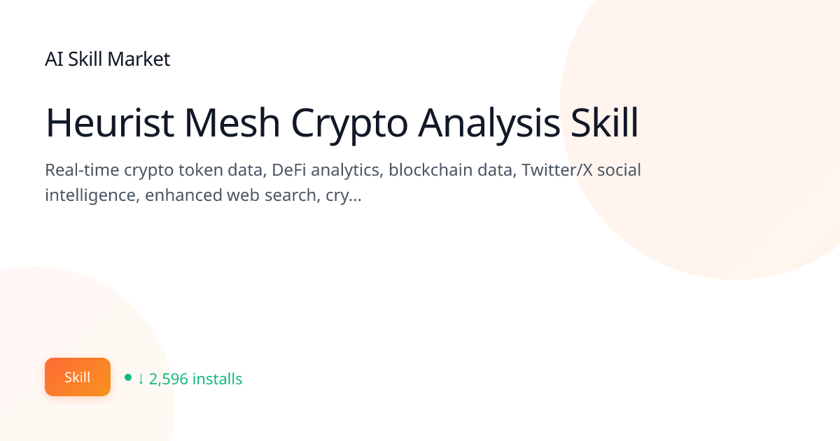 Heurist Mesh Crypto Analysis Skill: Business & Marketing for Claude ...