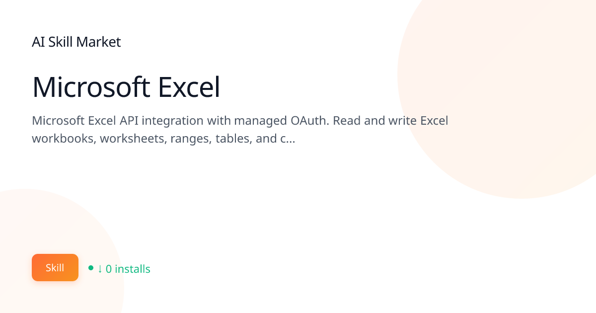 Microsoft Excel: Integrations for Claude Code | AI Skill Market | AI ...