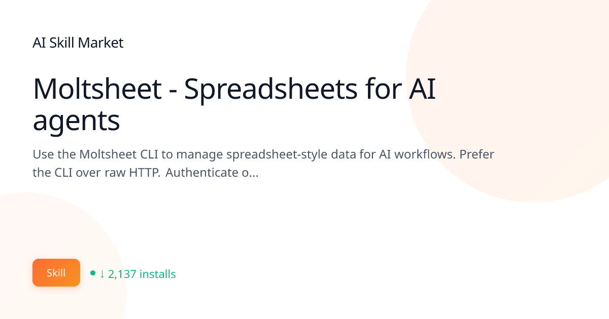 Moltsheet - Spreadsheets for AI agents: Data & Analytics for Claude ...
