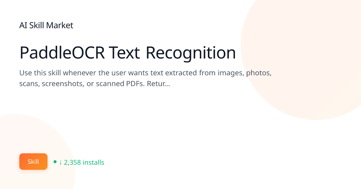PaddleOCR Text Recognition: AI & Machine Learning for Claude Code | AI ...