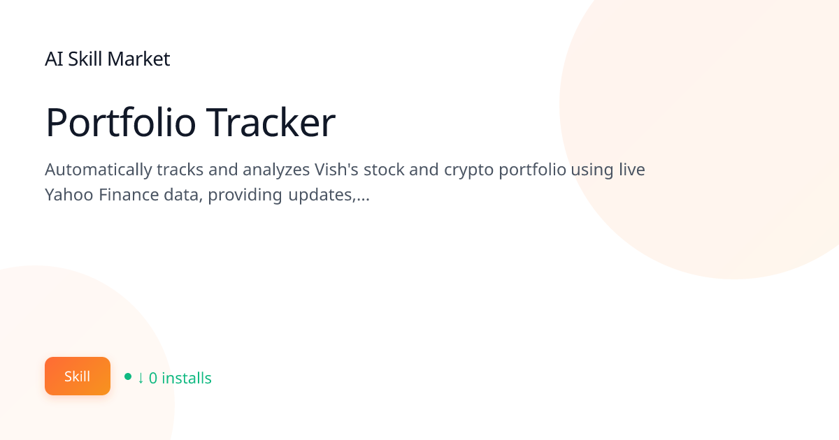 Portfolio Tracker: Data & Analytics for Claude Code | AI Skill Market ...