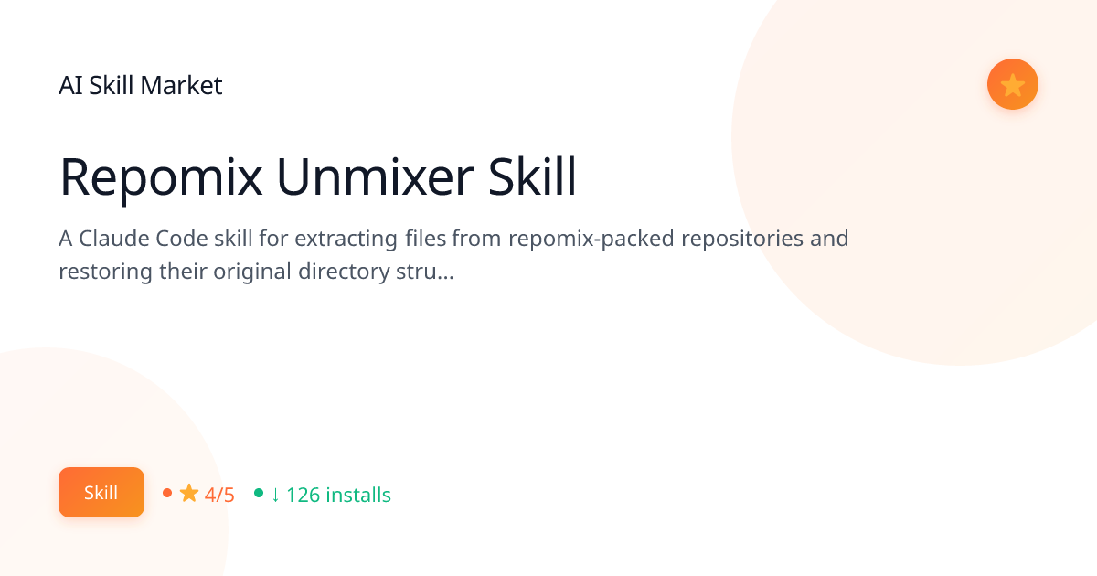 Repomix Unmixer Skill - AI Skill Market | AI Skill Market