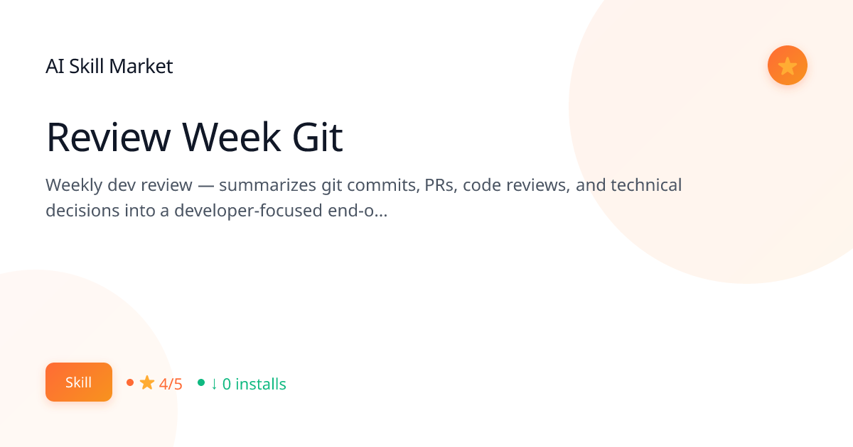 Review Week Git: Productivity for Claude Code | AI Skill Market | AI ...