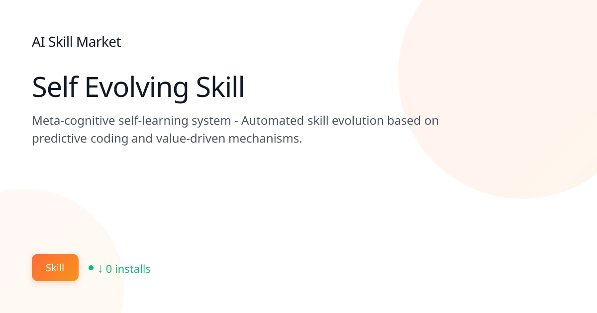 Self Evolving Skill: AI & Machine Learning for Claude Code | AI Skill ...