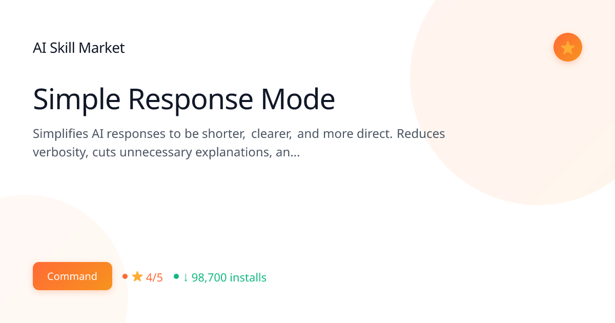 Simple Response Mode: Productivity for Claude Code | AI Skill Market ...
