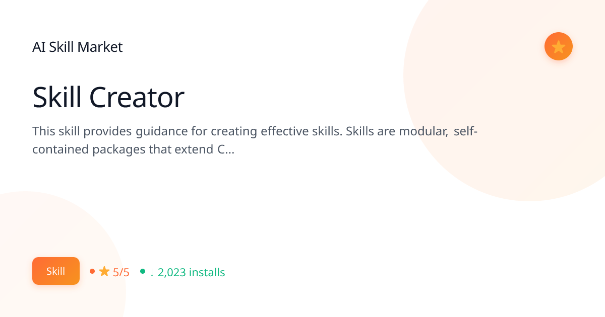 Skill Creator: Official for Claude Code | AI Skill Market | AI Skill Market