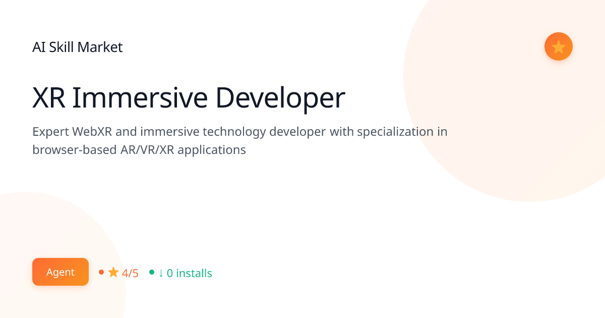 XR Immersive Developer: AR/VR & Spatial Computing for Claude Code | AI ...